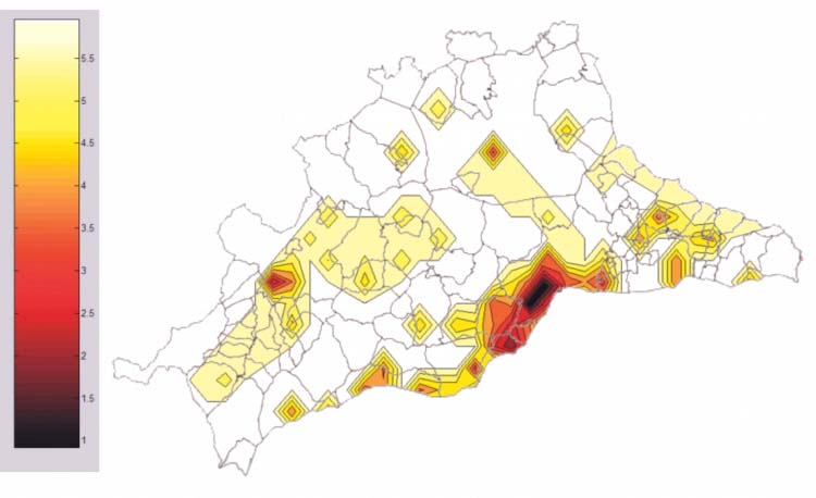 contaminación lumínica- alumbrado público- Málaga- zonificación lumínica- luminarias- flujo luminoso