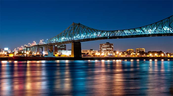Montreal- aniversario- iluminación- puente Jacques-Cartier- iluminación interactiva