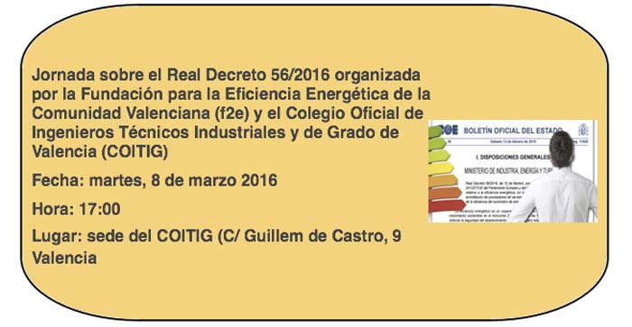 Jornada - Real Decreto 56/2016 - eficiencia energética - f2e