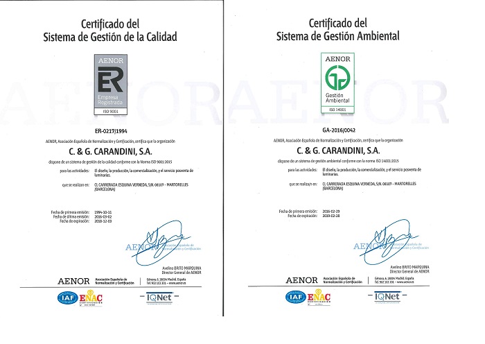 Carandini - Norma ISO – sostenibilidad – certificación - medioambiente