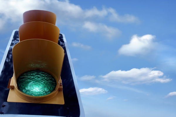 an image of traffic lights while green light on