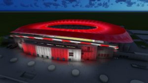 luminaria del Wanda Metropolitano del Atlético de Madrid