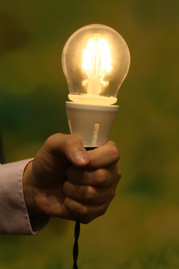 El bulbo de filamentos LED desarrollado por PolyU. Foto de la Universidad Politécnica de Hong Kong.